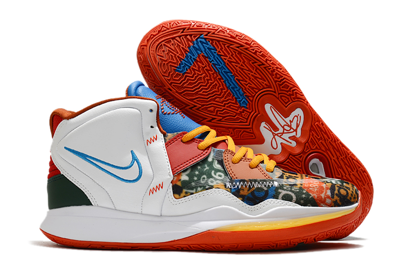 2022 Nike Kyrie Irving 8 Orange Blue White Shoes - Click Image to Close